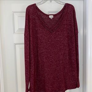 Burgundy cross-front t-shirt